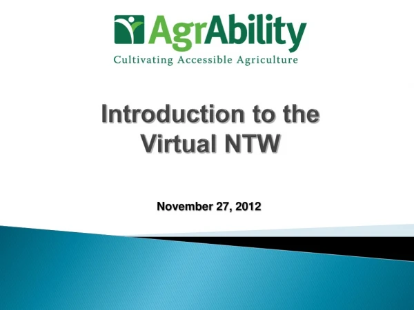 Introduction to the Virtual NTW