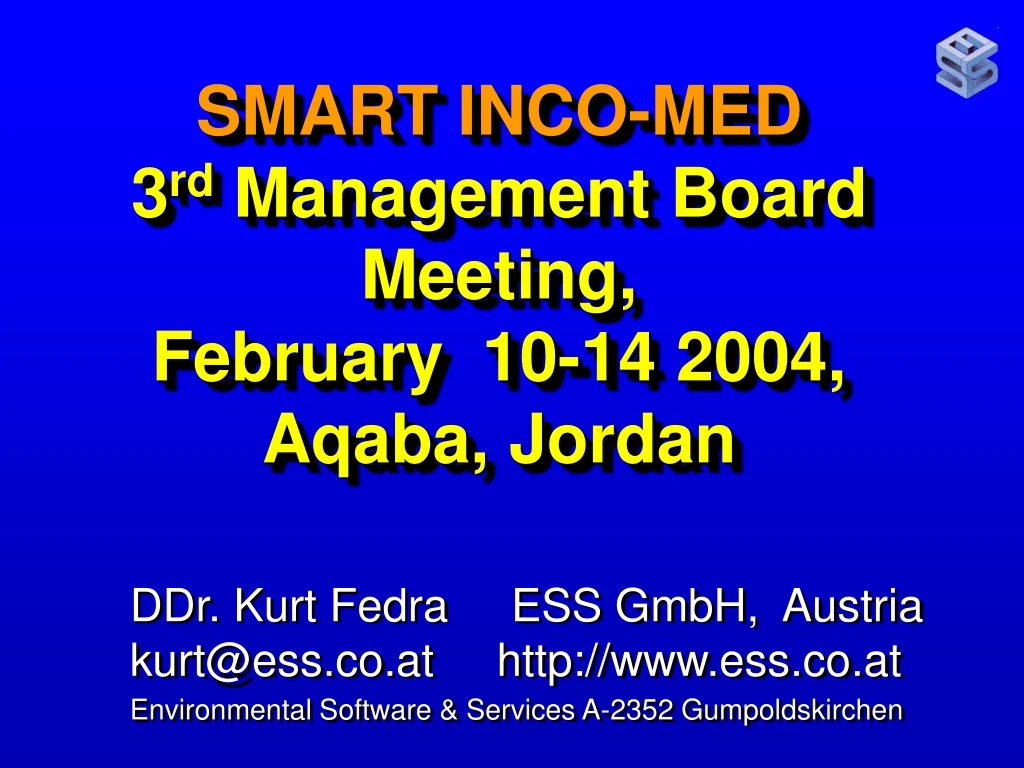 smart inco med 3 rd management board meeting february 10 14 2004 aqaba jordan