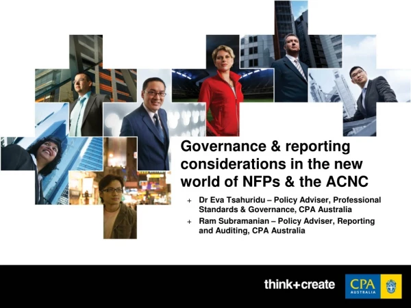 Governance &amp; reporting considerations in the new world of NFPs &amp; the ACNC