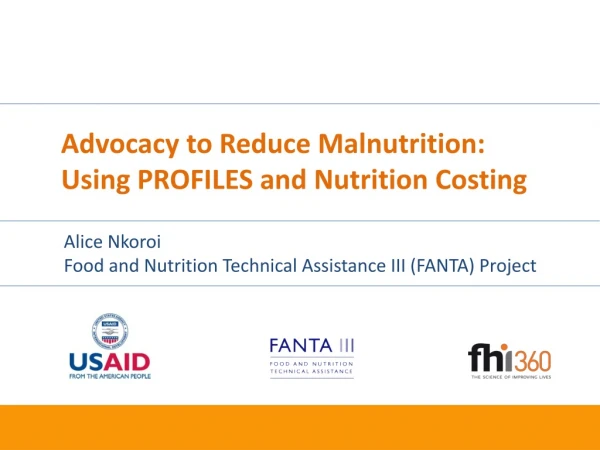 Advocacy to Reduce Malnutrition: Using PROFILES and Nutrition Costing