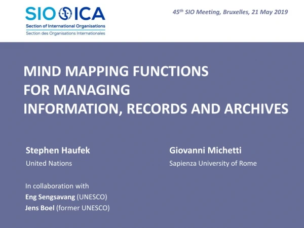 MIND MAPPING FUNCTIONS FOR MANAGING INFORMATION, RECORDS AND ARCHIVES