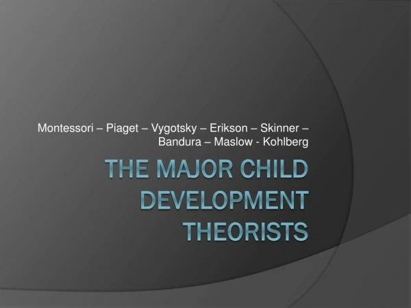 The Major Child Development Theorists