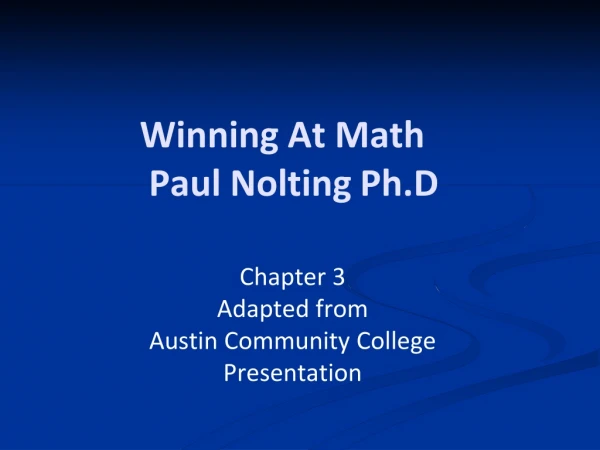 Winning At Math Paul Nolting Ph.D