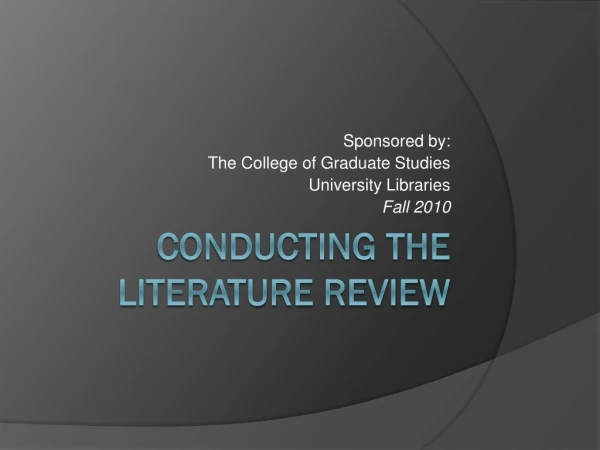 Conducting the Literature Review