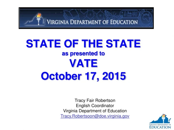 STATE OF THE STATE a s presented to VATE October 17, 2015