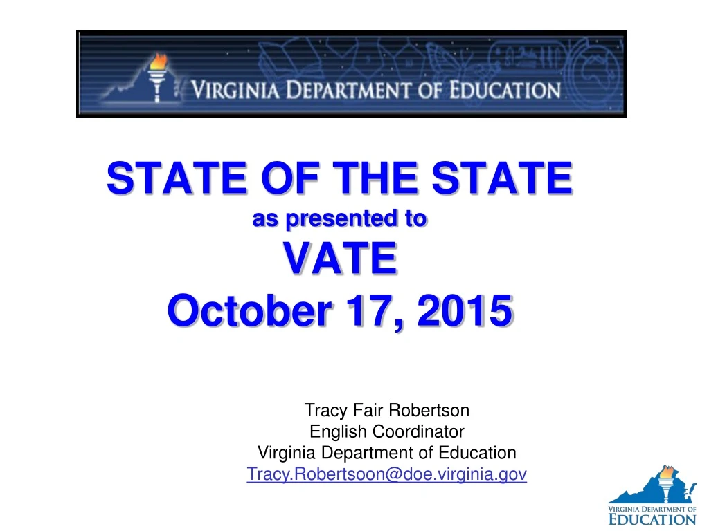 state of the state a s presented to vate october