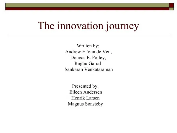 The innovation journey