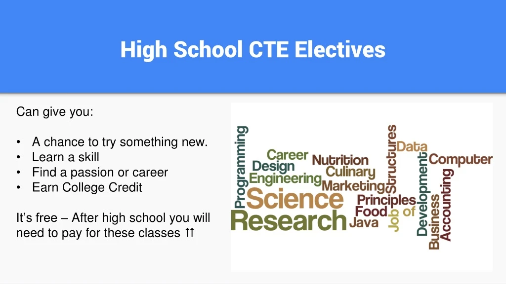 h i gh school cte electives