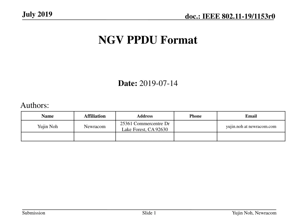 ngv ppdu format