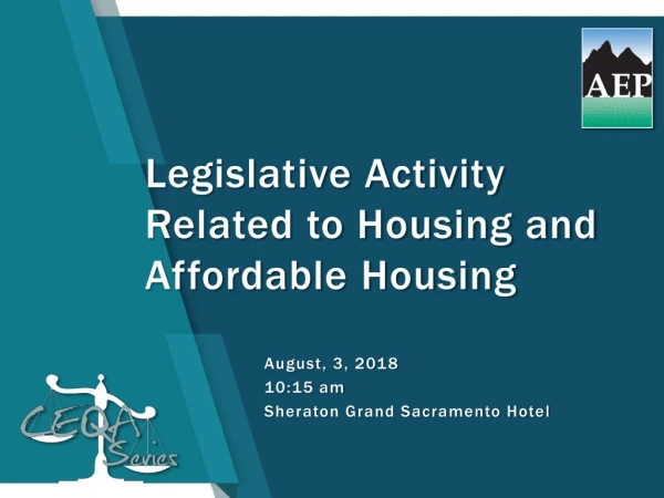 Legislative Activity Related to Housing and Affordable Housing