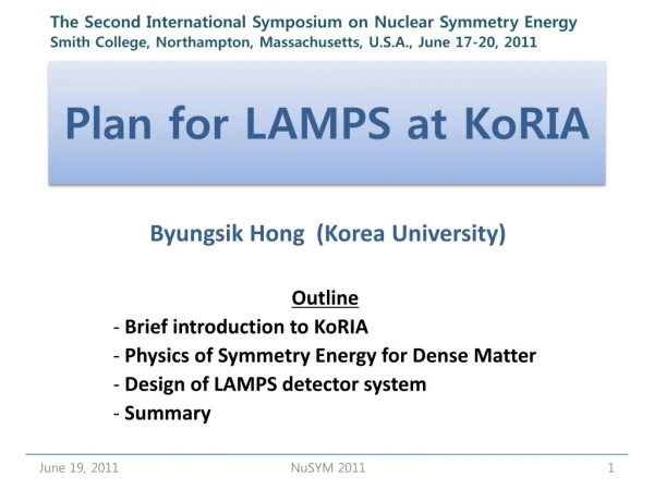 Plan for LAMPS at KoRIA