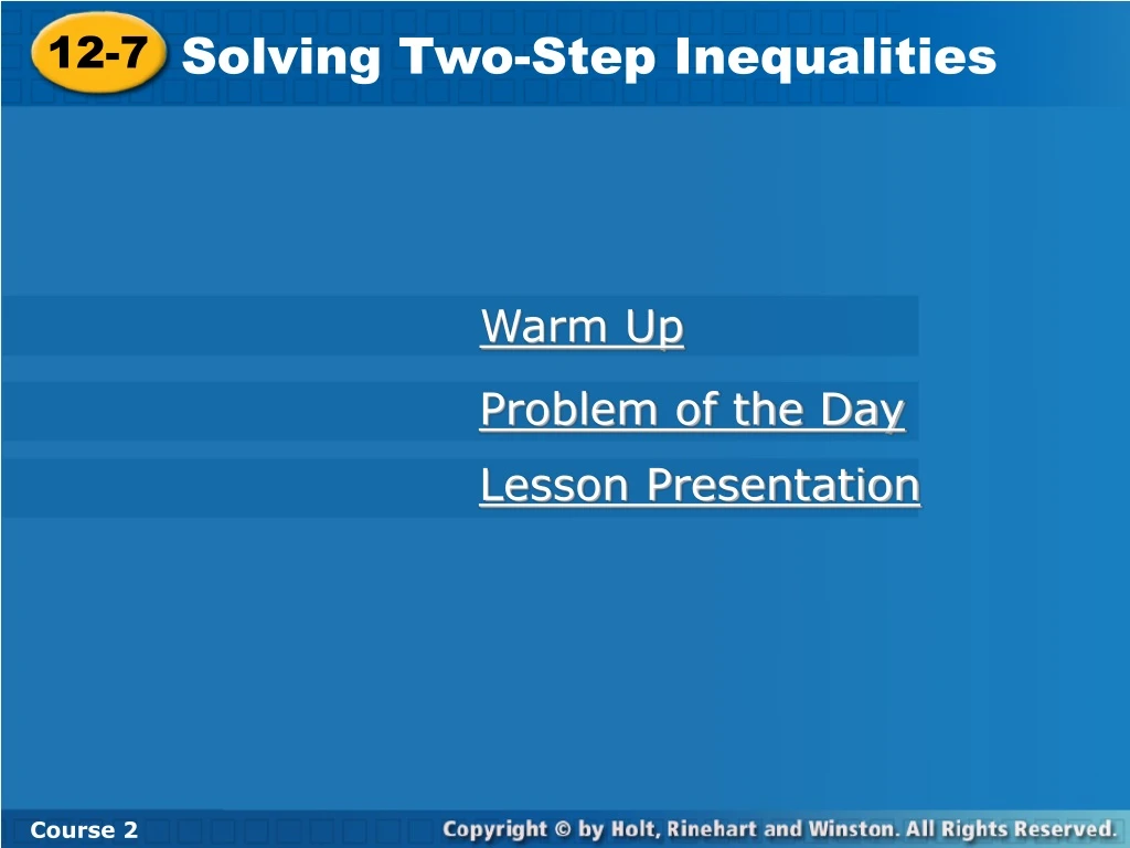 solving two step inequalities