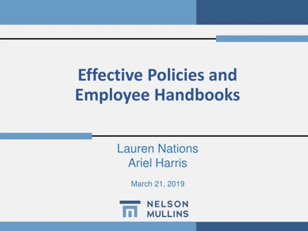 Effective Policies and Employee Handbooks