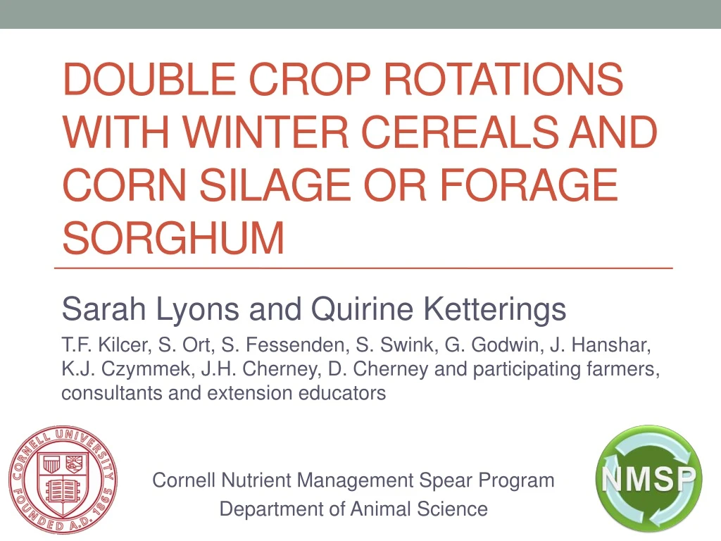 double crop rotations with winter cereals and corn silage or forage sorghum