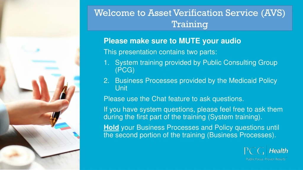 welcome to asset verification service avs training