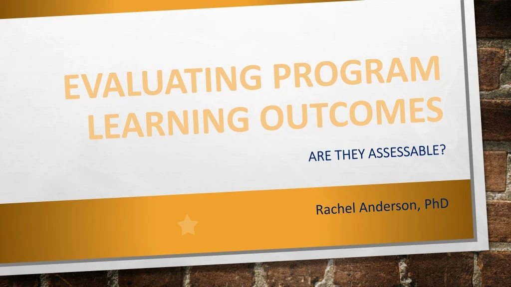 evaluating program learning outcomes