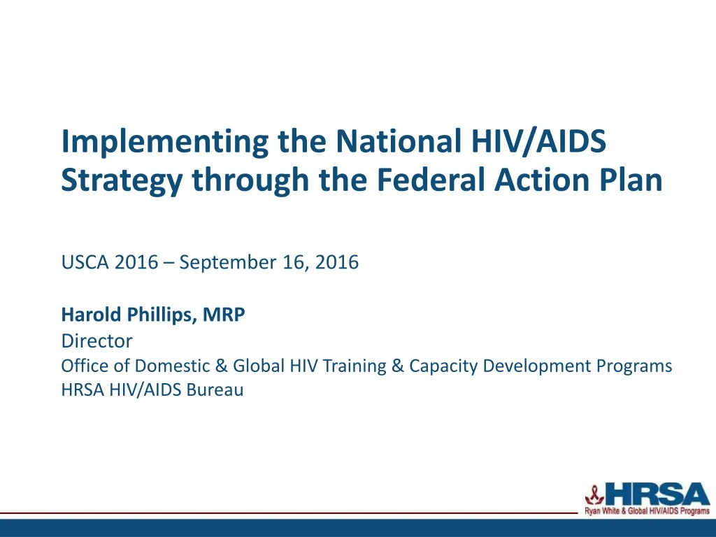 implementing the national hiv aids strategy through the federal action plan