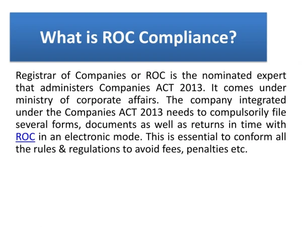 What is ROC Compliance?