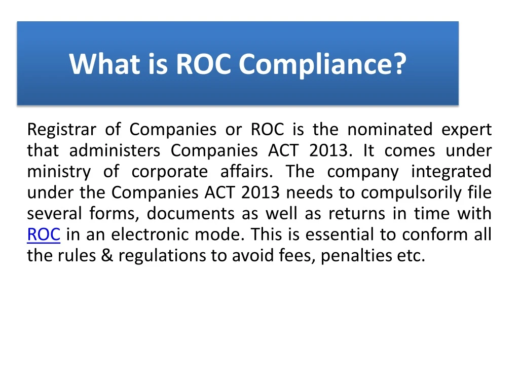 what is roc compliance