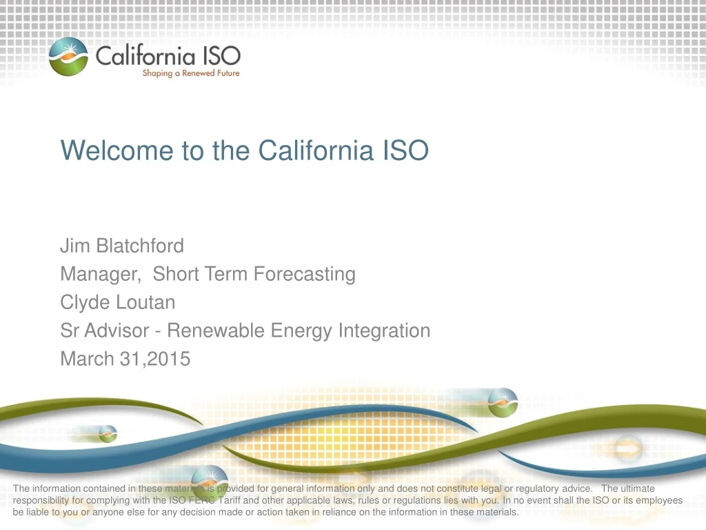 welcome to the california iso