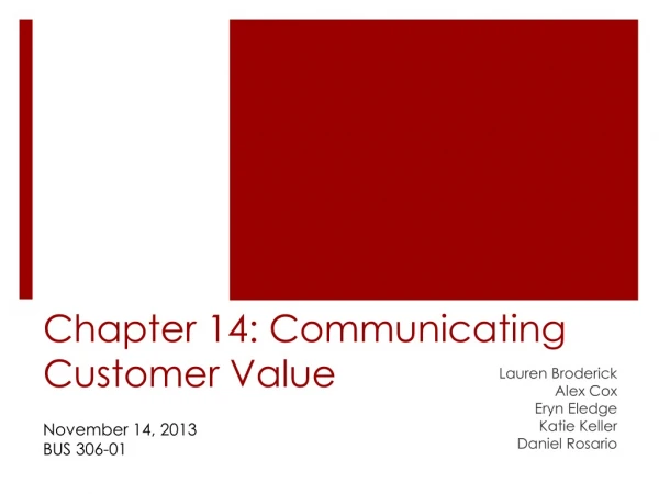 Chapter 14: Communicating Customer Value