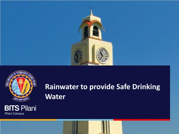 Rainwater to provide Safe Drinking Water