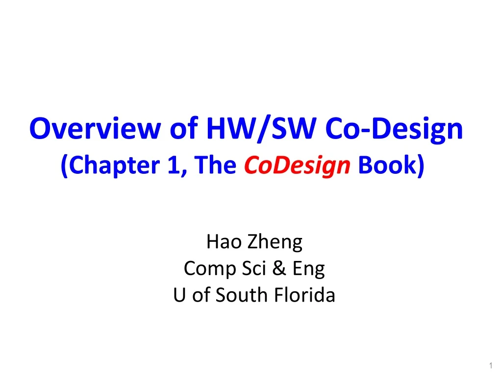 overview of hw sw co design chapter 1 the codesign book