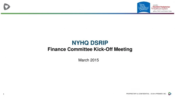 NYHQ DSRIP Finance Committee Kick-Off Meeting