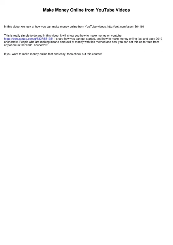 make money online from youtube videos