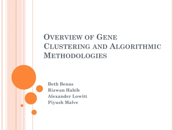 Overview of Gene Clustering and Algorithmic Methodologies