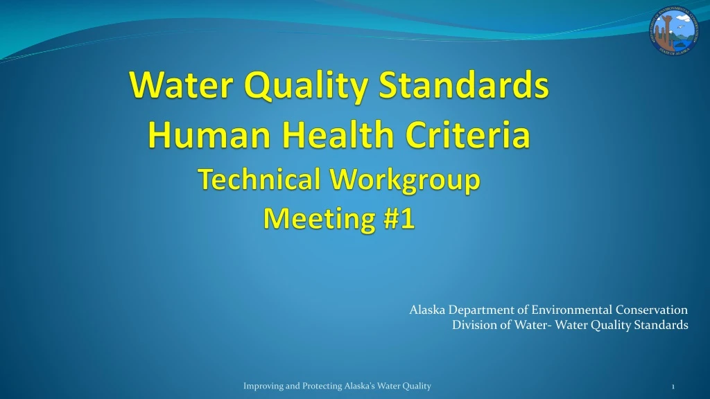 water quality standards human health criteria technical workgroup meeting 1