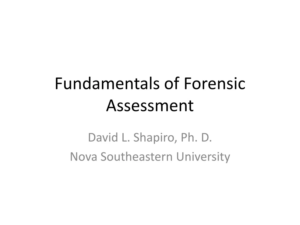 fundamentals of forensic assessment