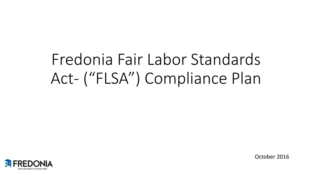 fredonia fair labor standards act flsa compliance p lan