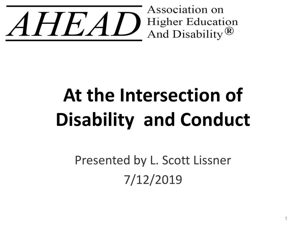 at the intersection of disability and conduct