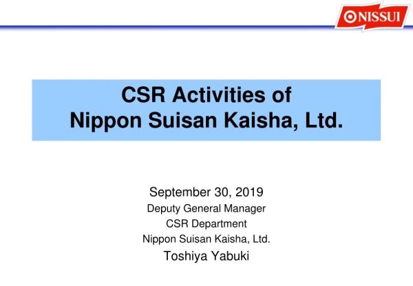 CSR Activities of Nippon Suisan Kaisha, Ltd.
