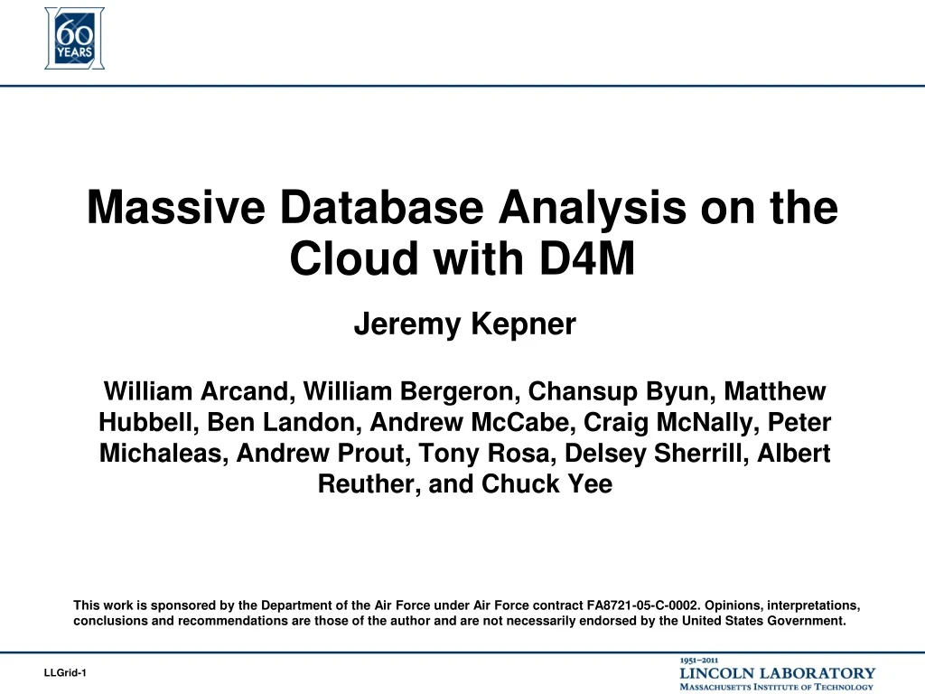 massive database analysis on the cloud with d4m