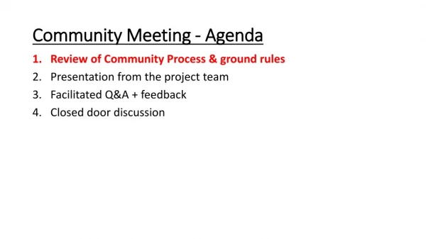 Community Meeting - Agenda