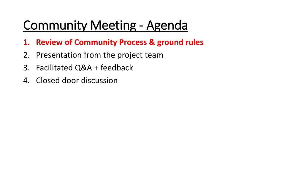 community meeting agenda
