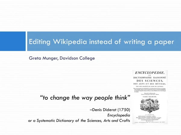 Editing Wikipedia instead of writing a paper