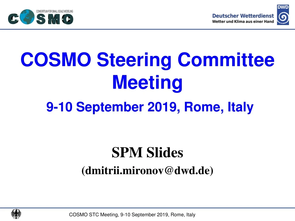 cosmo steering committee meeting 9 10 september