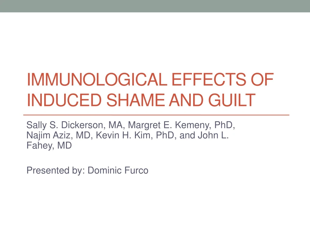 immunological effects of induced shame and guilt