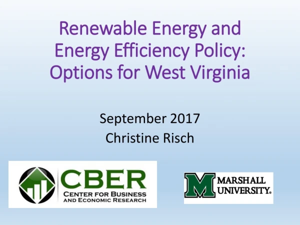 Renewable Energy and Energy Efficiency Policy: Options for West Virginia
