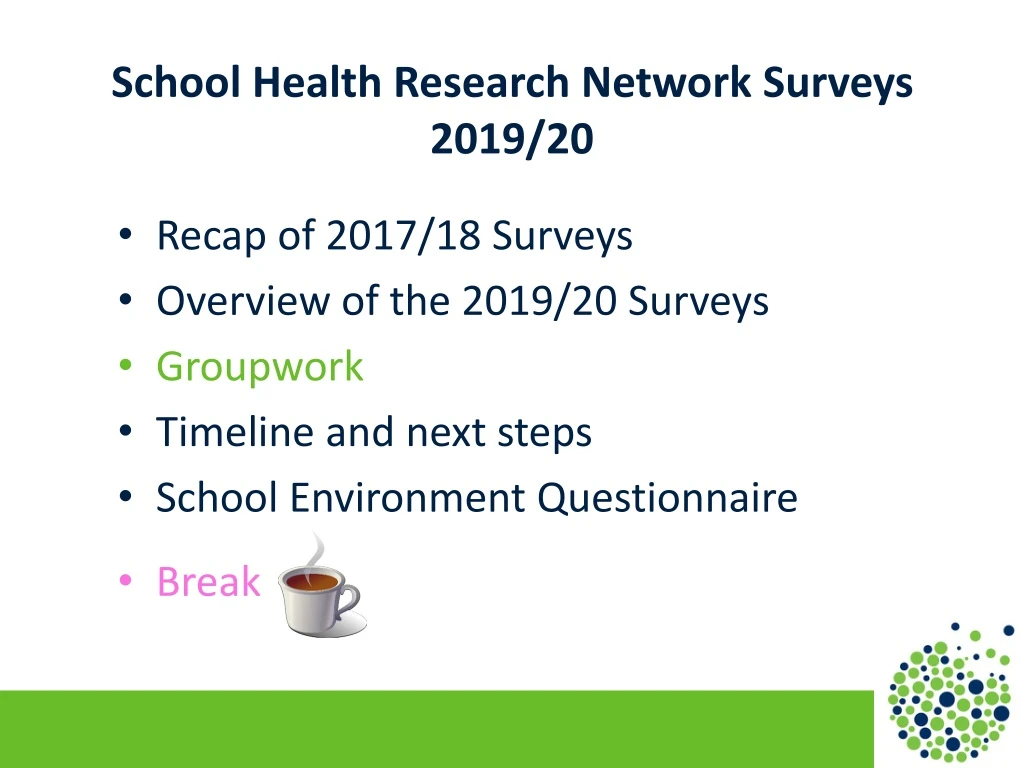 school health research network surveys 2019 20
