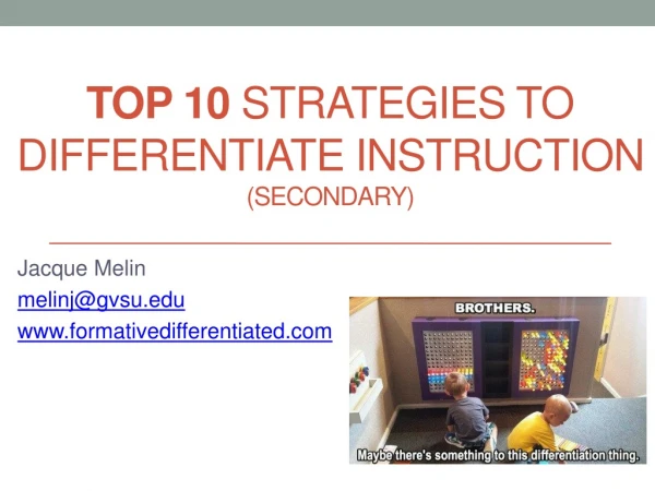 Top 10 Strategies to differentiate instruction (secondary)