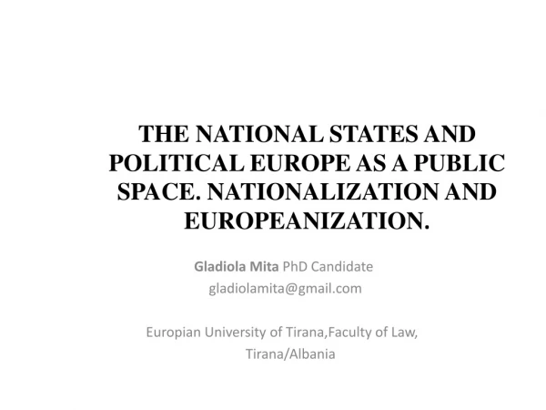 Gladiola Mita PhD Candidate gladiolamita@gmail