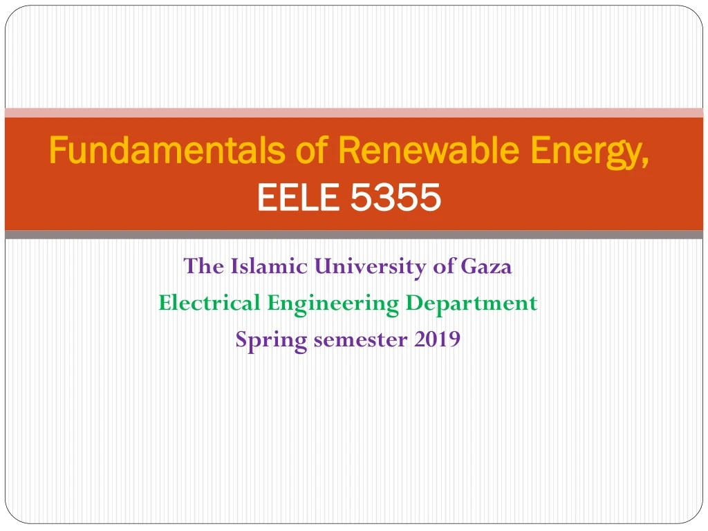 fundamentals of renewable energy eele 5355