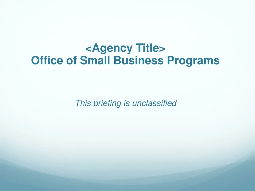 agency title office of small business programs
