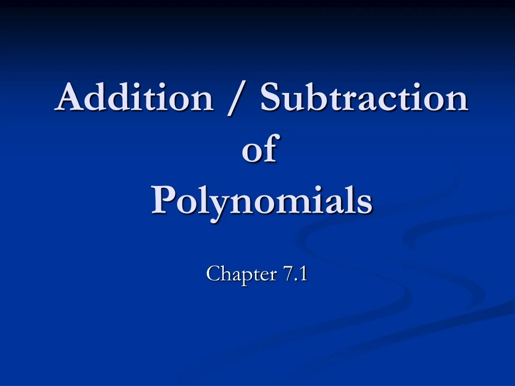 addition subtraction of polynomials
