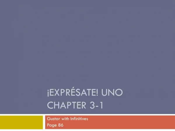 ¡Exprésate! UNO Chapter 3-1