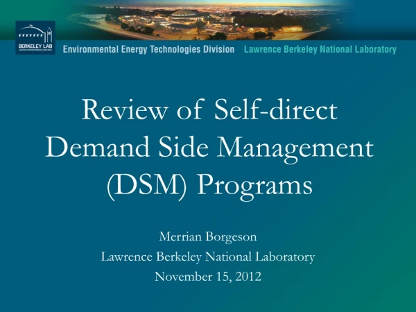 Review of Self-direct Demand Side Management (DSM) Programs